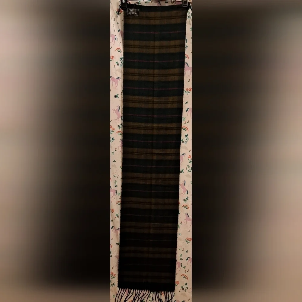 Vintage Dior Forest Green & Mocha Plaid Cashmaire Casual Unisex Scarf Wrap